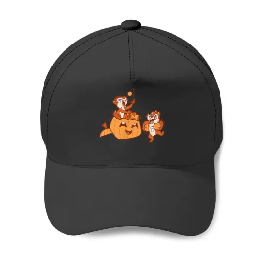 Disneyss Chip N Dale Halloween Pumpkin Bucket Corner Art Baseball Caps
