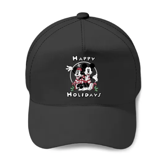 Discover Disney Mickey And Minnie Mouse Happy Holidays Christmas Baseball Caps