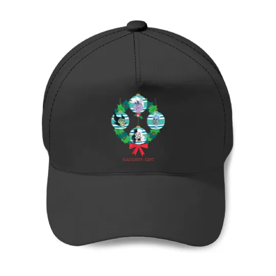 Disneyss Villains Holiday Christmas Wreath Naughty List Baseball Caps