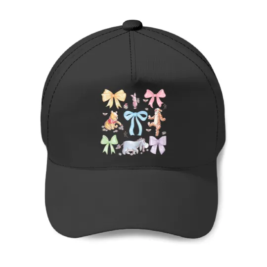 Disneyss Winnie The Pooh Cute Group shots Sketch Chest Logo Baseball Caps