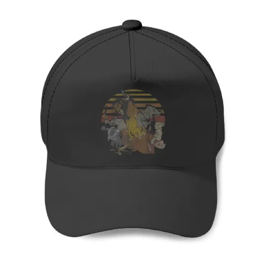 Disneyss Lion King Group Sunset Stripe Vintages Graphic Baseball Caps