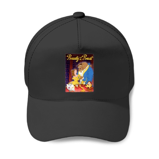 Disneyss Beauty And The Beast Distressed Movie Poster Baseball Caps