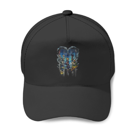 Disneyss Kingdom Hearts Main Characters Heart Shape Distressed Baseball Caps