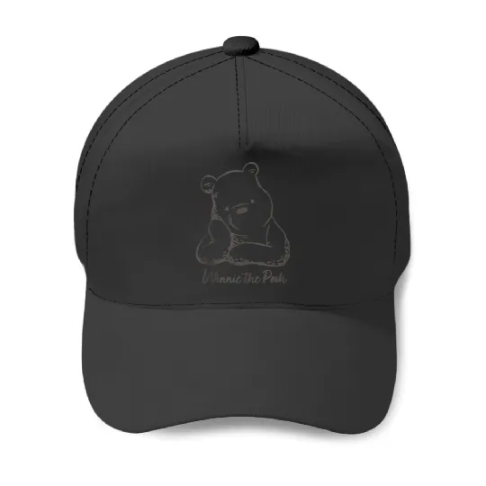 Disneyss Winnie The Pooh Cute Pooh Pose Outline Big Chest Logo Baseball Caps