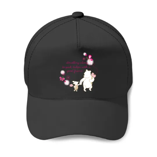 Disneyss Winnie The Pooh Piglet Cute Flowers Big Chest Logo Baseball Caps