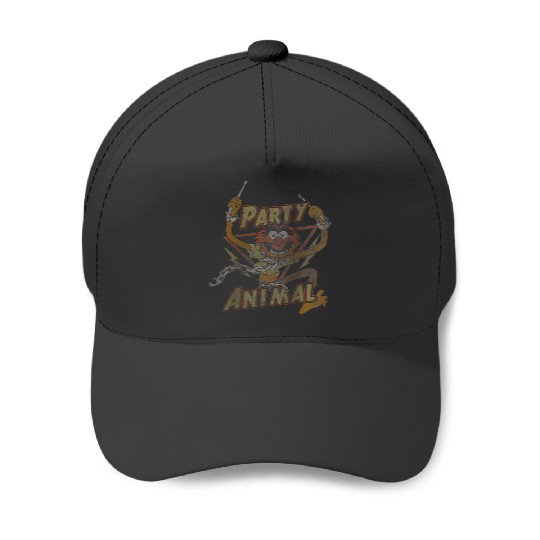 Disneyss The Muppets Party Animal Rock Distressed Chest Logo Baseball Caps