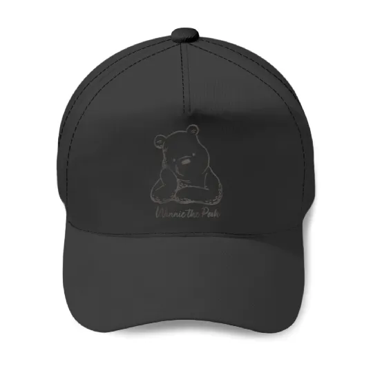 Disneyss Winnie The Pooh Cute Pooh Pose Outline Big Chest Logo Baseball Caps