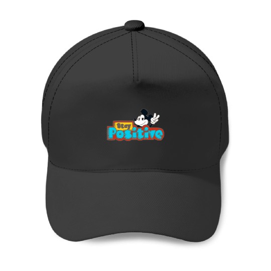 Disney Mickey And Friends Retro Mickey Stay Positive Logo Baseball Caps
