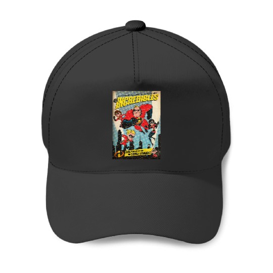 Disney Pixar The Incredibles Family Group Comic Vintage Baseball Caps