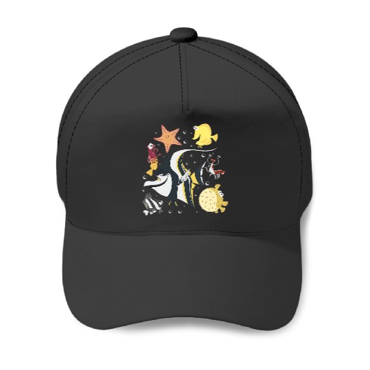 Womens Disney Pixar Finding Nemo Fish Tank Gang Group Shot Logo V-Neck Baseball Caps