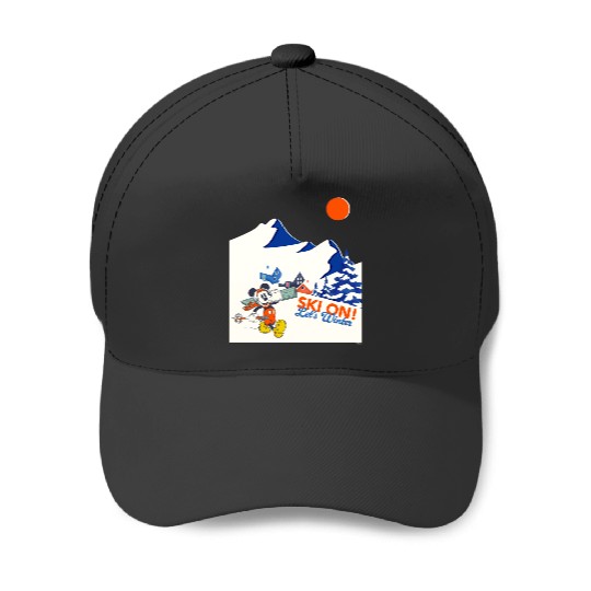 Disney Mickey Mouse Winter Sports Ski-Skiing Ski-Ski On Lets Winter Skiing Baseball Caps