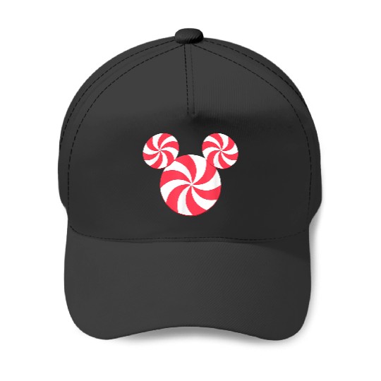 Disneyss New Mickey Icon Christmas Peppermint Candy Holiday Baseball Caps