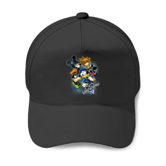 Disney Kingdom Hearts Donald Mickey Goofy Sora Group Grid V-Neck Baseball Caps