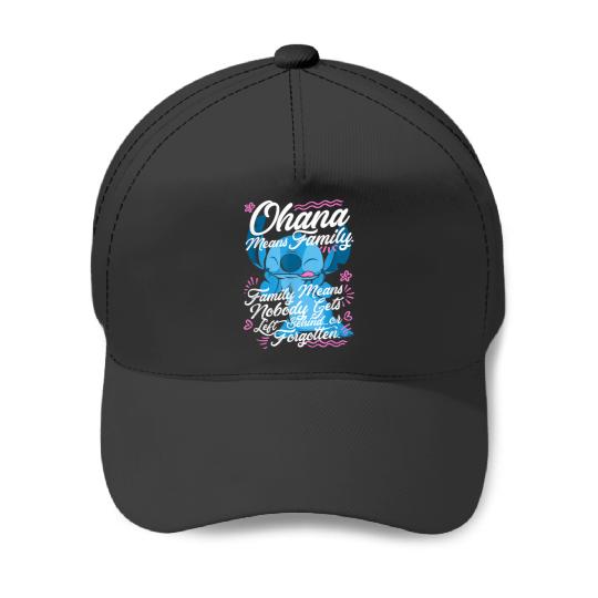 Disneyss Lilo Stitch Ohana Means Family Stitch Quote Baseball Caps