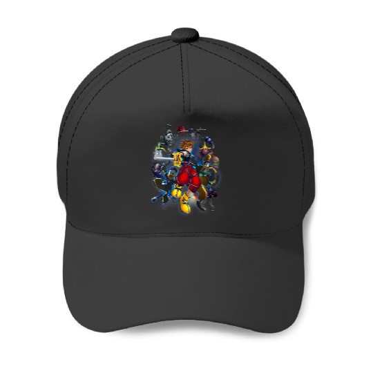 Disney Kingdom Hearts Sora Surrounded Vintage Hero Poster Baseball Caps