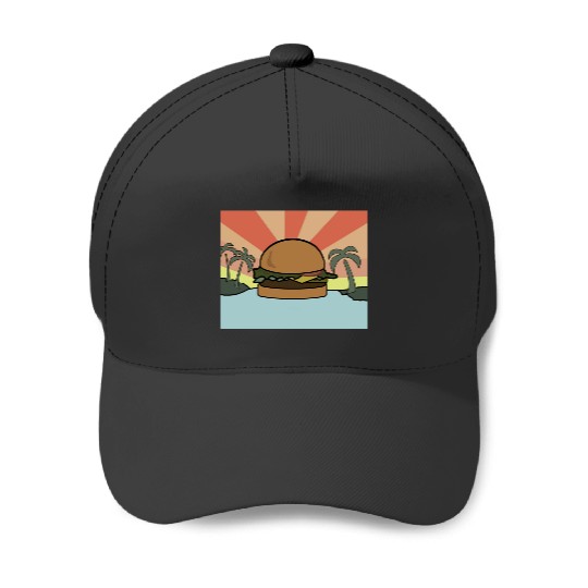 Food Paradise Hamburger Burger Foodie Food Sun Beach Water Palm Trees  : Bobs Burgers Family Shirt, Bobs Burgers Vintage Baseball Caps