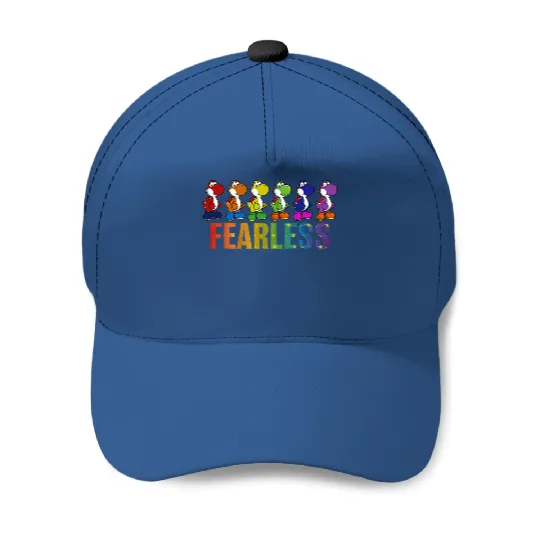 Super Mario Pride Yoshi Fearless Rainbow Line Up Unisex Baseball Cap Adult Baseball Caps
