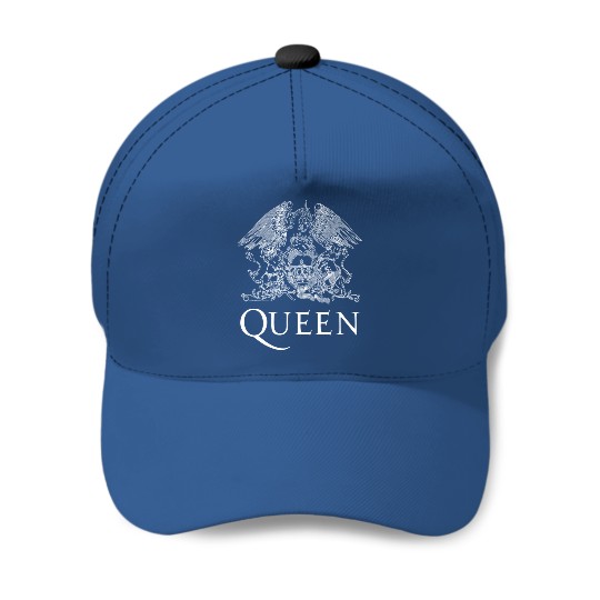 Discover Queen Men's White Logo On Black Baseball Caps
