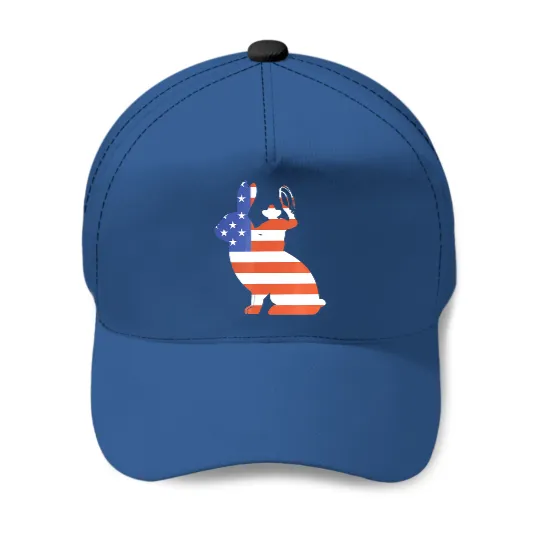 American Flag Cowboy Riding Bull Jack Rabbit Baseball Caps