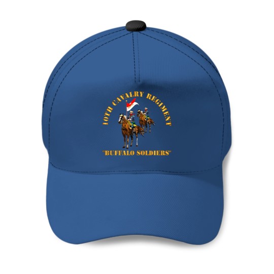 Discover 10th Cavalry Regiment w Cavalrymen - Buffalo Soldiers - 10th Cavalry Regiment W Cavalrymen Bu - Baseball Caps