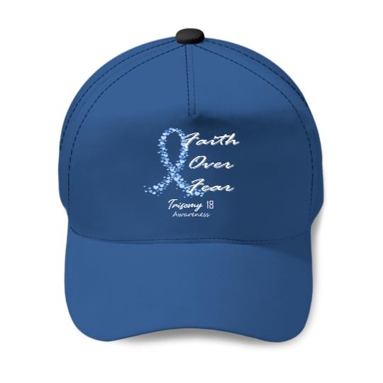 Trisomy 18 Awareness Faith Over Fear - In This Family We Fight Together - Trisomy 18 Awareness - Baseball Caps