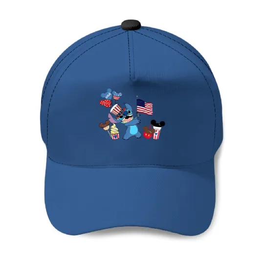 Stitch American 4th Of July Baseball Cap, Disney Patriotic Baseball Cap, Mickey US Flag, Funny 4th Of July Baseball Cap, Disney Family Baseball Cap, Memorial Day Baseball Cap Baseball Caps