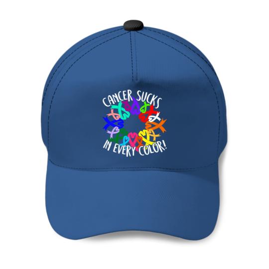 Cancer Sucks in Every Color Cancer Ribbons Baseball Caps