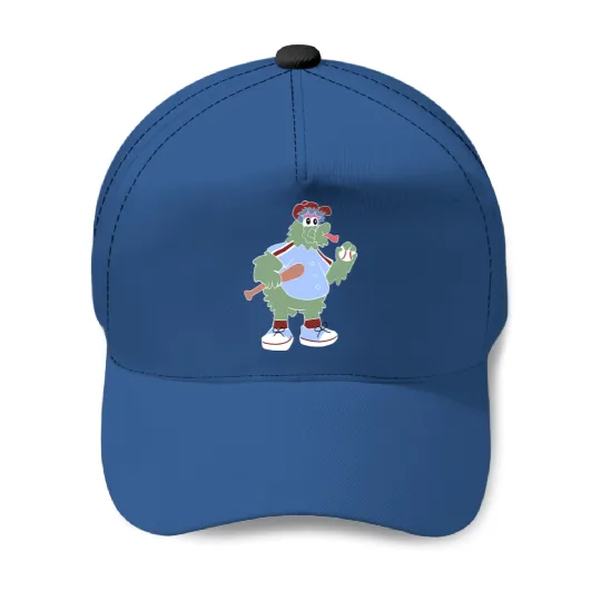 Philly Phanatic in Blue Jersey Cartoon Baseball Caps