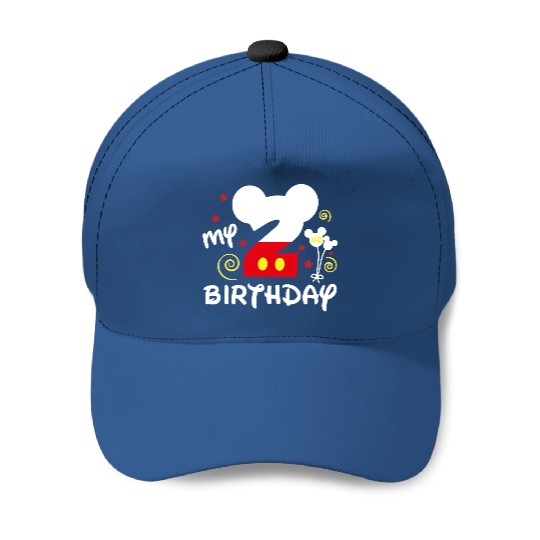 My 2nd Birthday Baseball Caps, Disney Birthday Squad Baseball Caps, Mickey 2 Years Old Baseball Caps