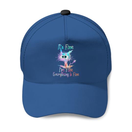 It's Fine I'm Fine Everything Is Fine Baseball Caps Tie Dye Cat Baseball Caps