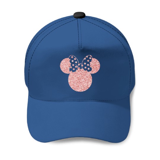 Disney Baseball Caps, Disney Ear Baseball Caps, Glitter Rose Gold Minnie