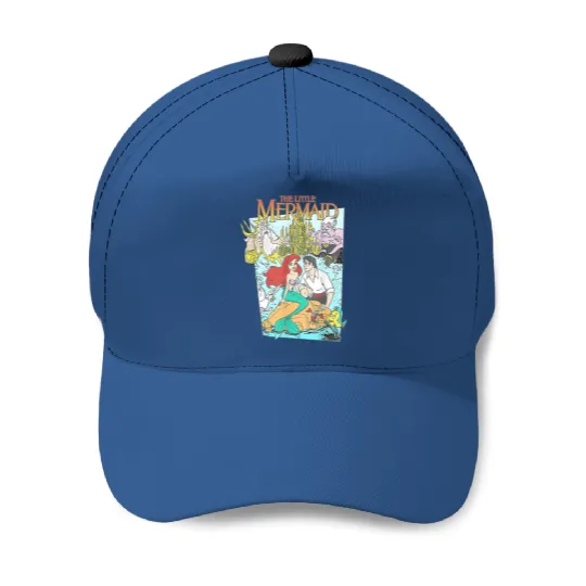 Disney The Little Mermaid Vintage Cover Graphic Baseball Caps, Retro 90s Disney Little Mermaid Baseball Caps