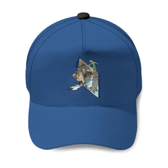 Retro 90s Disney Peter Pan Darling Flight Neverland Baseball Caps, Disney Never land map