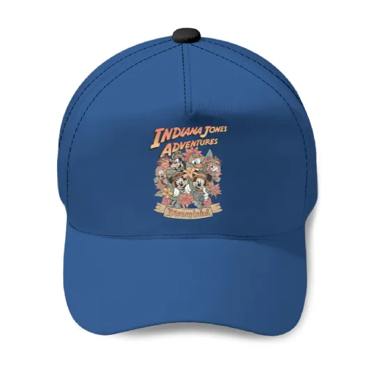 Retro Disney Indiana Jones Baseball Caps,  Indiana Jones Adventure Baseball Caps, Floral Mickey Safari Baseball Caps, Animal Kingdom Baseball Caps