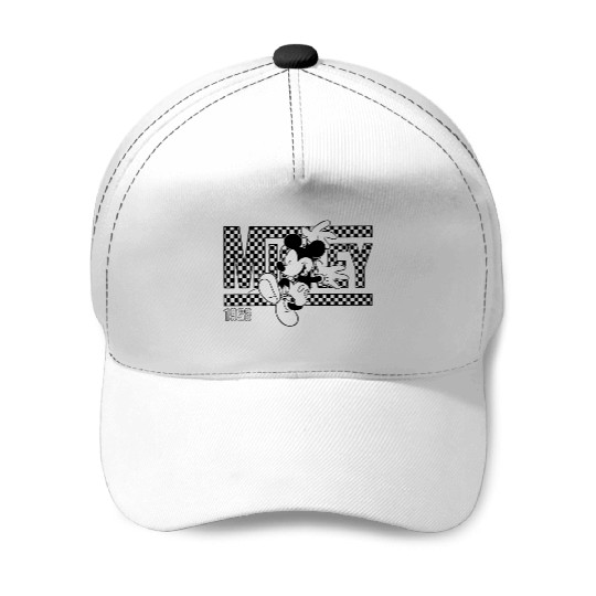 Discover Retro Black Checkered Disney Mickey Mouse Baseball Caps, Mickey Mouse Baseball Caps
