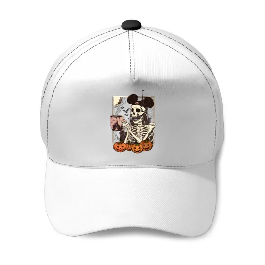 Vintage Disney Skeleton  Color Baseball Caps, Mickey Skeleton Coffee Baseball Caps