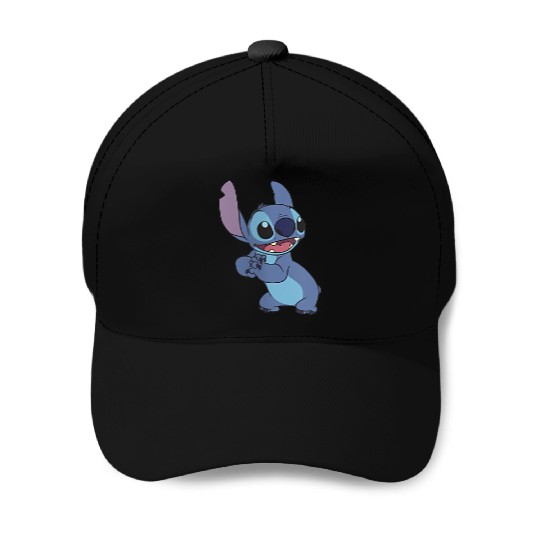 Womens Disney Lilo Stitch Cute Stitch Pose Left Chest Pocket Logo Baseball Caps