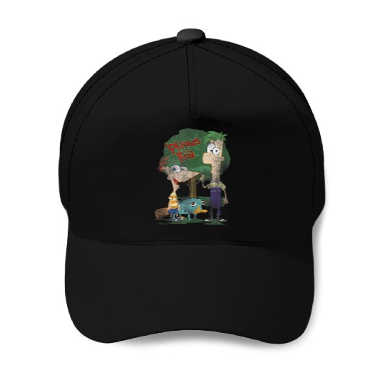 Disneys Phineas And Ferb Hanging Out With Perry Distressed Baseball Caps