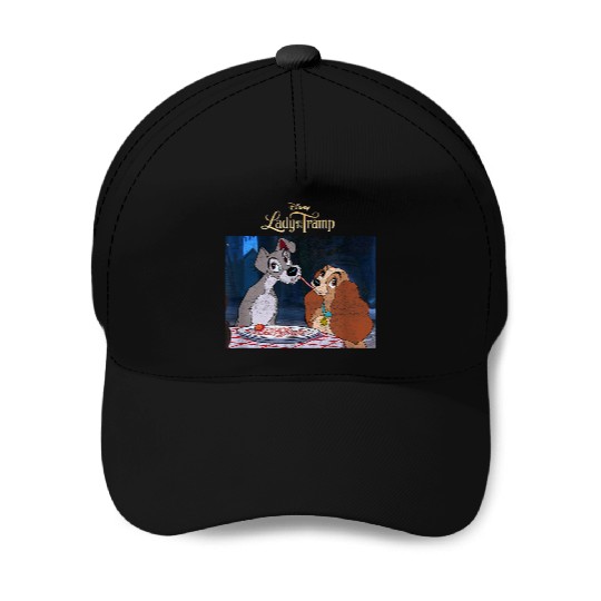 Disneyss Lady And The Tramp Classic Spaghetti Scene Poster Baseball Caps