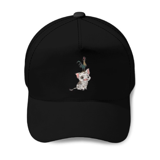 Disney Moana Pua And Hei Hei Simple Portrait Baseball Caps