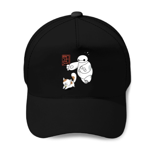 Disney Big Hero 6 Baymax Chasing Mochi Cute Shot Baseball Caps