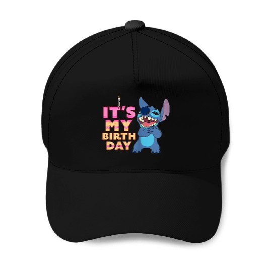 Disney Lilo Stitch It's My Birthday Happy Text Stack Baseball Caps