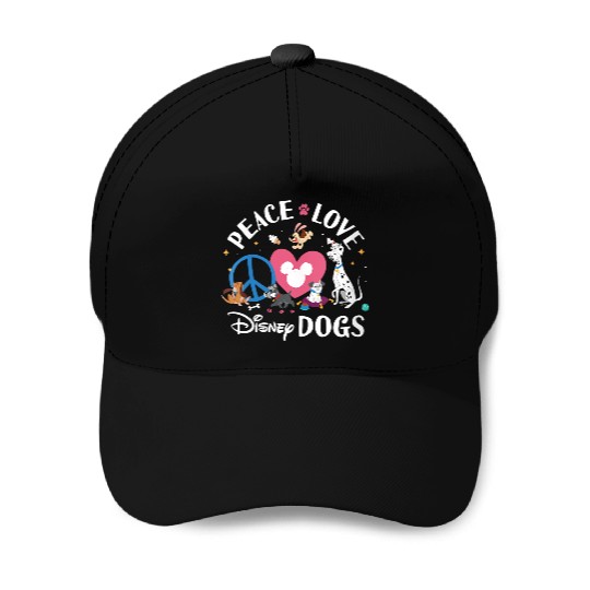 Disneyss Peace Love Disneyss Dogs Baseball Caps