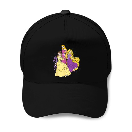 Disneyss Princess Belle Aurora And Rapunzel Hearts Baseball Caps