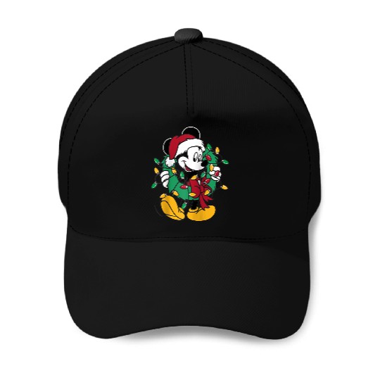 Disney Mickey Mouse Christmas Lights Raglan Baseball Tee Baseball Caps