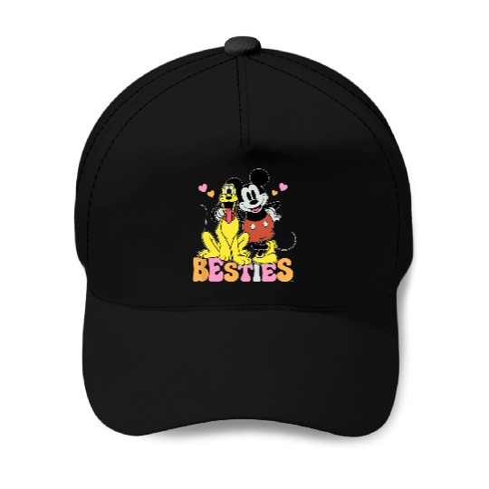 Disney Mickey Mouse Pluto Besties BFF Best Friends Valentine Baseball Caps