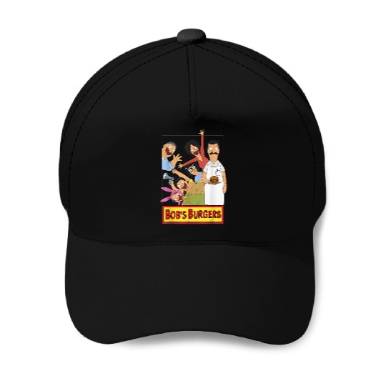Bobs Burgers Family Shot Teddy Logo Baseball Caps