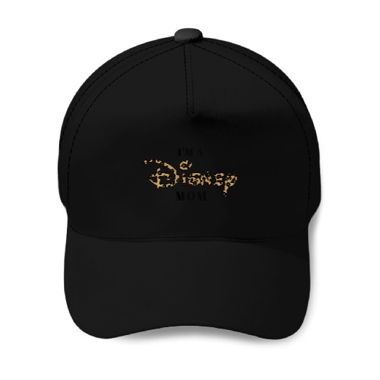disney im a disney mom cheetah text long sleeve Baseball Caps