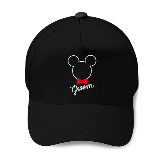Disney Mickey Mouse Bowtie Groom Wedding Baseball Caps