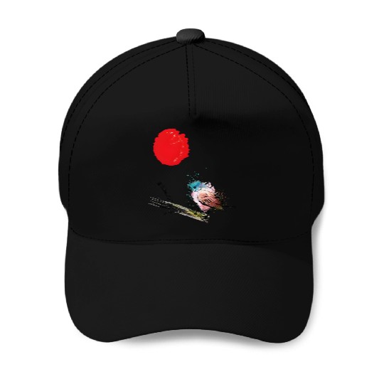 Murakami Birds Red Moon Japenese Baseball Caps